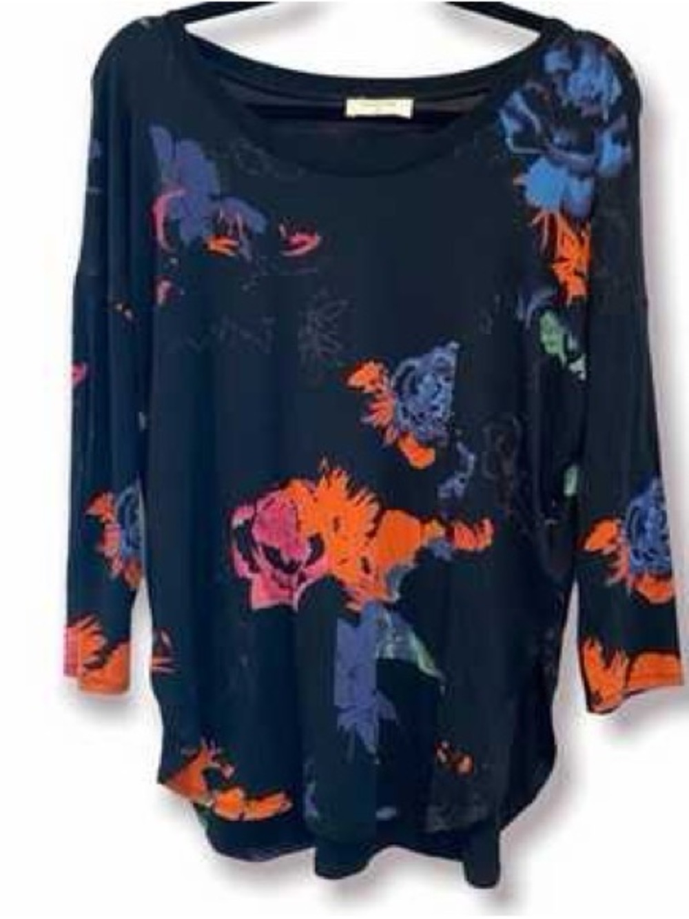 Babaton XSWomens Navy Floral Long Sleeve Top - Bright Floral Print